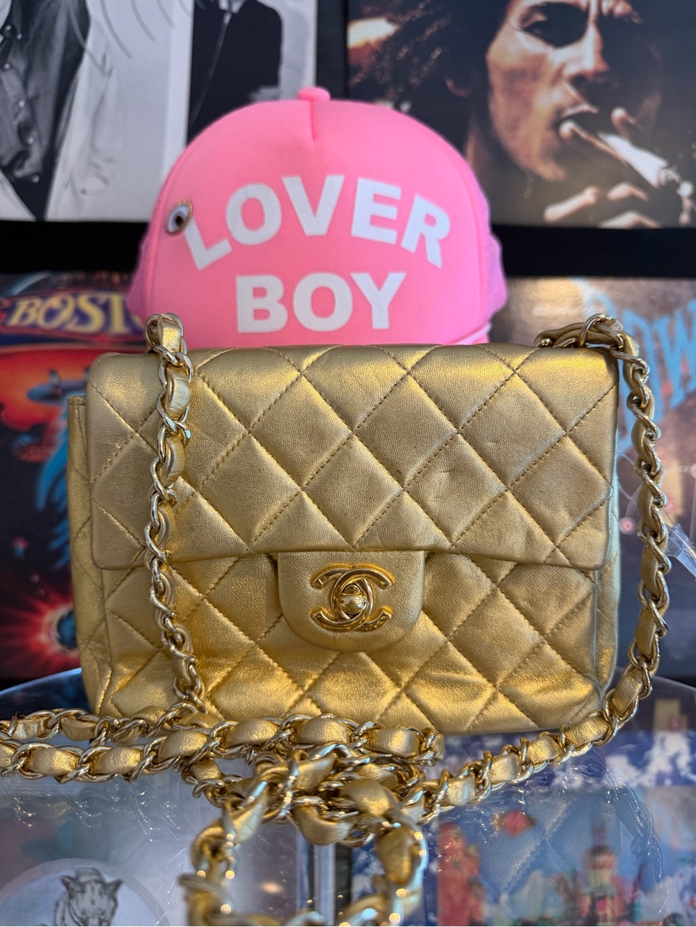 CHANEL Gold Quilted Mini Flap Bag with Chain Strap SERIES 7 - Picture 3 of 3